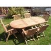 80cm x 1.5m-2.1m Teak Oval Extending Table with 4 Classic Folding Armchairs & 2 Harrogate Recliners - 1
